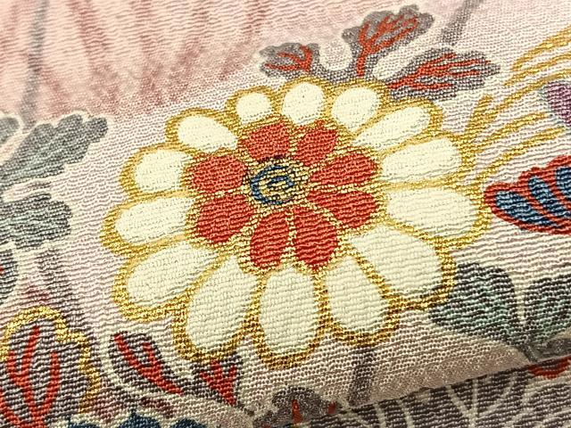 平和屋着物▽上質な小紋 単衣 花蝶文 暈し染め 金彩 正絹 逸品 BAAS1820ow