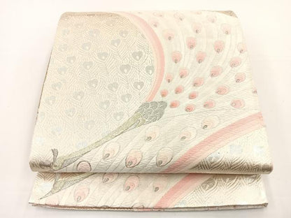 平和屋着物◎六通柄袋帯 唐織 孔雀文 金銀糸 正絹 逸品 BAAS2310jr