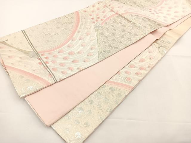 平和屋着物◎六通柄袋帯 唐織 孔雀文 金銀糸 正絹 逸品 BAAS2310jr
