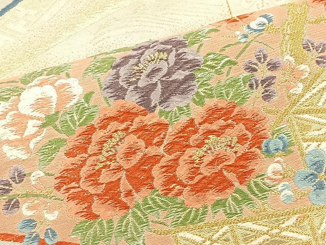 平和屋着物◎六通柄袋帯 唐織 瑞祥聚楽文 九百別織 金銀糸 正絹 逸品 BAAS2317jr