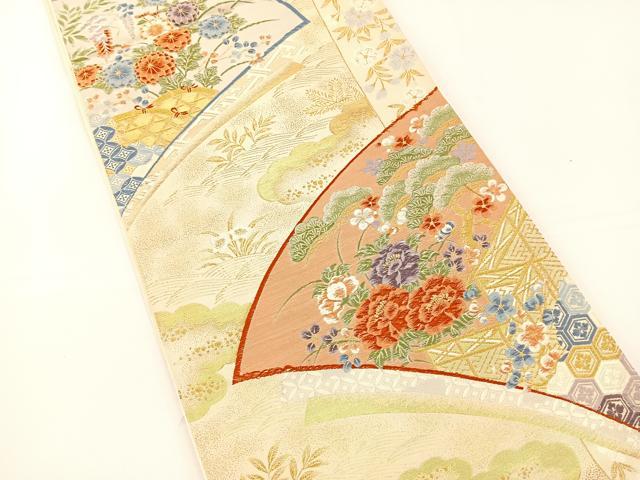 平和屋着物◎六通柄袋帯 唐織 瑞祥聚楽文 九百別織 金銀糸 正絹 逸品 BAAS2317jr