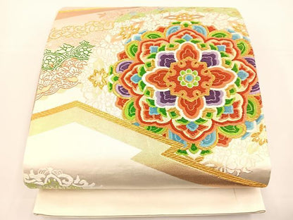 平和屋着物◎六通柄袋帯 唐織 正倉院花文 金糸 正絹 逸品 BAAS2326jr