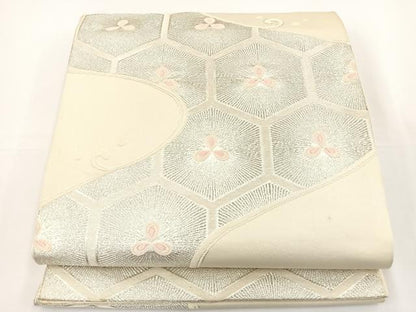 平和屋着物◎六通柄袋帯 唐織 亀甲松文 銀糸 正絹 逸品 BAAS2343jr