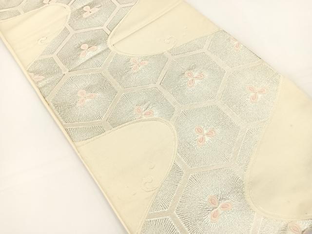 平和屋着物◎六通柄袋帯 唐織 亀甲松文 銀糸 正絹 逸品 BAAS2343jr