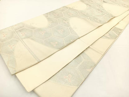 平和屋着物◎六通柄袋帯 唐織 亀甲松文 銀糸 正絹 逸品 BAAS2343jr