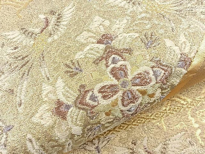 平和屋着物◎六通柄袋帯 唐織 花鳥文 金糸 正絹 逸品 BAAS2368jr