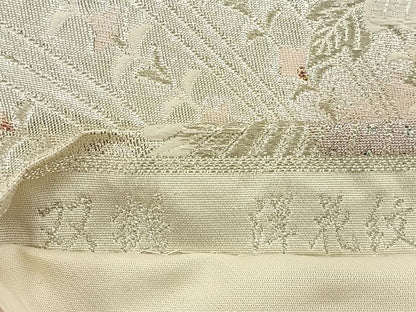 平和屋着物◎六通柄袋帯 双鶴 洋花文 金銀糸 正絹 逸品 BAAS2371jr