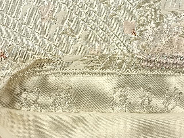 平和屋着物◎六通柄袋帯 双鶴 洋花文 金銀糸 正絹 逸品 BAAS2371jr