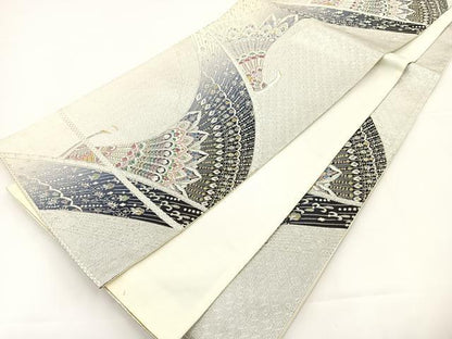 平和屋着物◎六通柄袋帯 唐織 孔雀文 金銀糸 正絹 逸品 BAAS2377jr