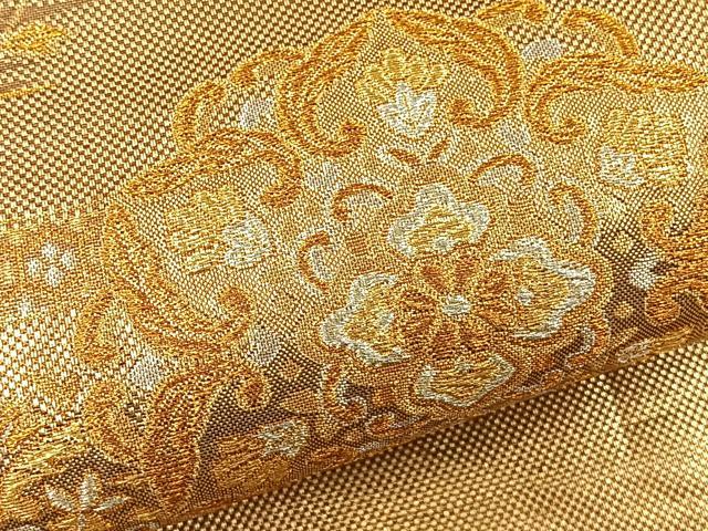 平和屋着物◎六通柄袋帯 正倉院花文 金銀糸 正絹 逸品 BAAS2393jr