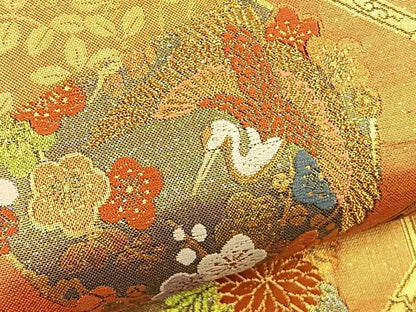 平和屋着物◎佐賀錦 両面六通柄袋帯 蜀江花鳥文 金糸 正絹 逸品 BAAS2399jr