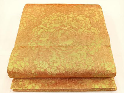 平和屋着物◎六通柄袋帯 花鳥文 金糸 正絹 逸品 BAAS2400jr