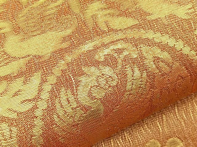 平和屋着物◎六通柄袋帯 花鳥文 金糸 正絹 逸品 BAAS2400jr