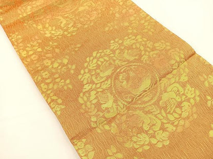 平和屋着物◎六通柄袋帯 花鳥文 金糸 正絹 逸品 BAAS2400jr