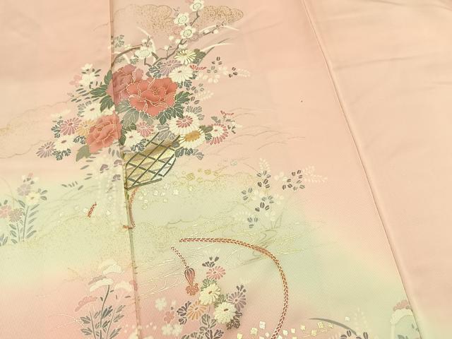 平和屋着物□訪問着 流水花籠文 暈し染め 金彩 正絹 逸品