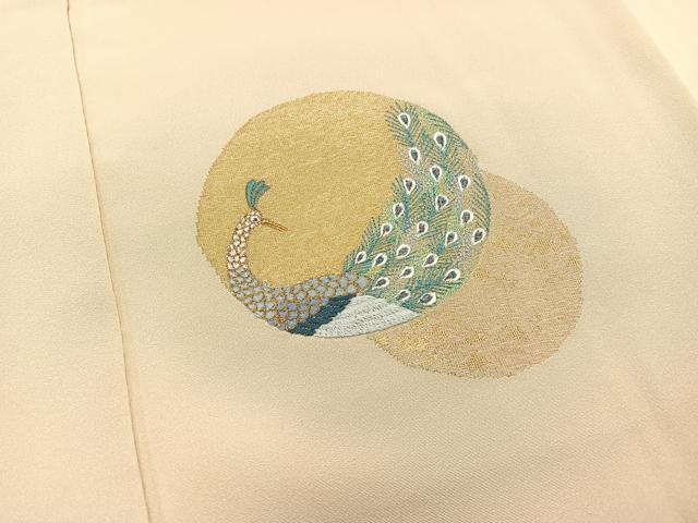 正絹 長襦袢 伝統文様【鈴乃屋】 平和屋着物□訪問着 総刺繍 孔雀 金銀糸 鈴乃屋扱い 正絹 逸品