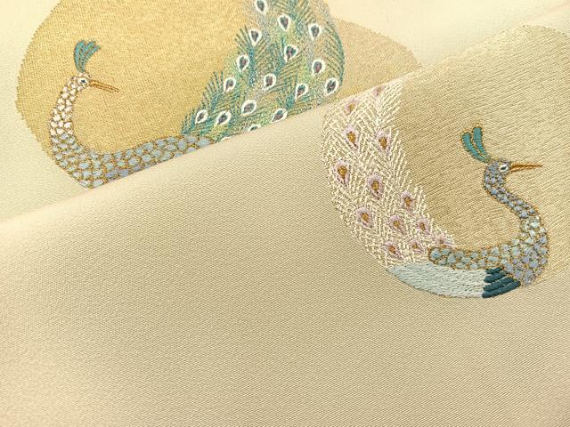 在庫処分 半額 平和屋着物□訪問着 総刺繍 逸品 正絹 鈴乃屋扱い 金銀糸 孔雀 着物・浴衣