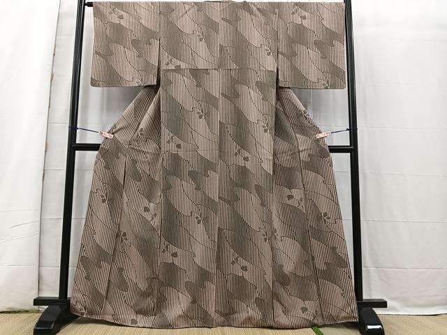 平和屋着物□上質な小紋 草花間道 鬼しぼ縮緬 正絹 逸品 BAAS4318ea