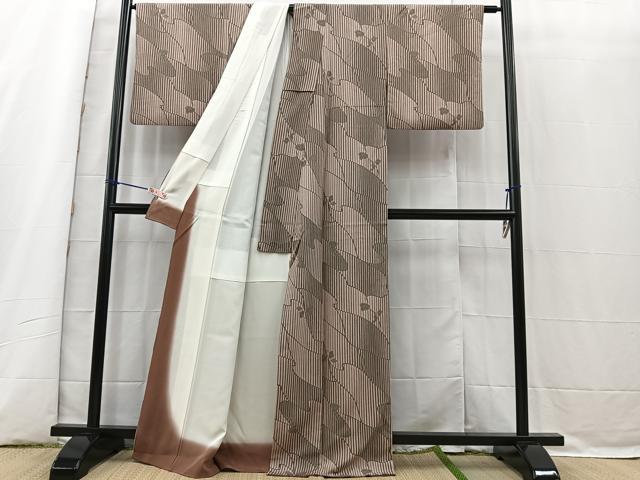 平和屋着物□上質な小紋 草花間道 鬼しぼ縮緬 正絹 逸品 BAAS4318ea
