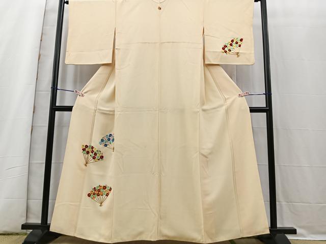 平和屋着物□上質な小紋 総刺繍 扇面花文 金糸 正絹 逸品 BAAS4319ea