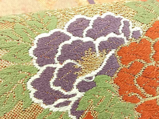 平和屋着物◎六通柄袋帯 唐織 流水花文 金糸 正絹 逸品 BAAS4354ea