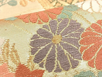 平和屋着物◎六通柄袋帯 唐織 間垣花文 金糸 正絹 逸品 BAAS4375ea