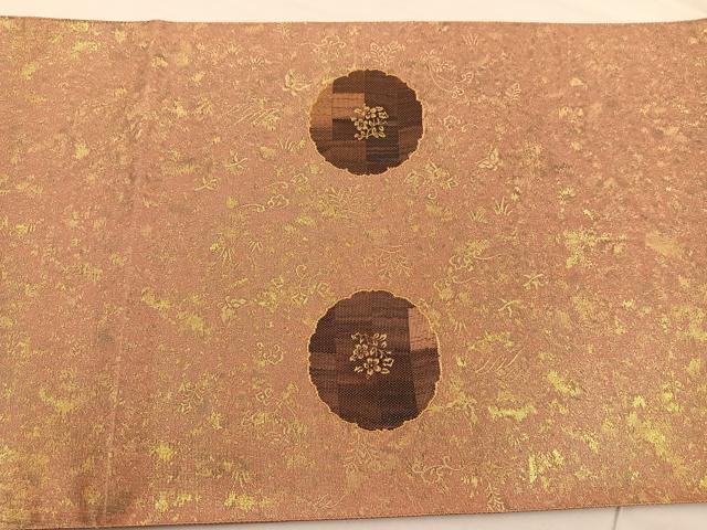 平和屋着物◎太鼓柄袋帯 正倉院 木画 金糸 引箔 正絹 逸品 BAAS4775gt