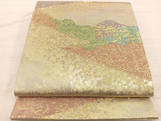 平和屋着物◎六通柄袋帯 道長吉祥松文 金糸 正絹 逸品 BAAS4779gt