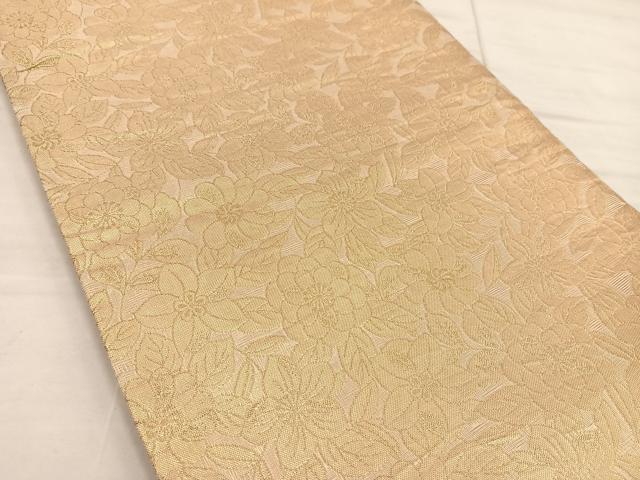 平和屋着物◎両面 六通柄袋帯 花蝶文 金糸 正絹 逸品 BAAS4797gt