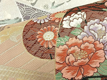 平和屋着物◎六通柄袋帯 誰が袖風景文 金銀糸 正絹 逸品 BAAS4962wb