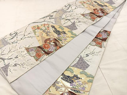 平和屋着物◎六通柄袋帯 誰が袖風景文 金銀糸 正絹 逸品 BAAS4962wb