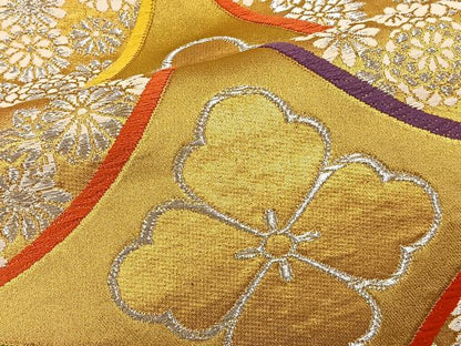 平和屋着物◎六通柄袋帯 七宝花文 金銀糸正絹 逸品 BAAS4964wb