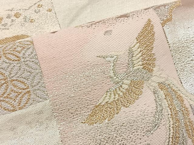 平和屋着物◎六通柄袋帯 短冊花鳥文 金銀糸 正絹 逸品 BAAS4968wb