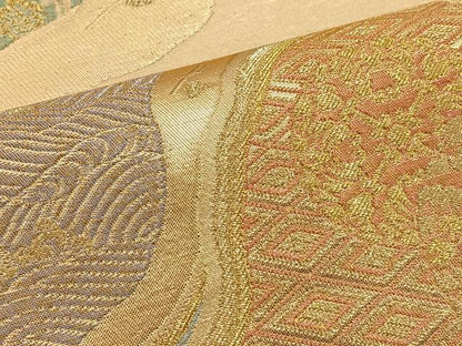 平和屋着物◎六通柄袋帯 道長文様 金糸 正絹 逸品 BAAS4957wb