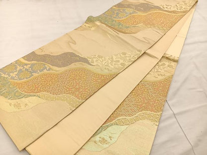 平和屋着物◎六通柄袋帯 道長文様 金糸 正絹 逸品 BAAS4957wb