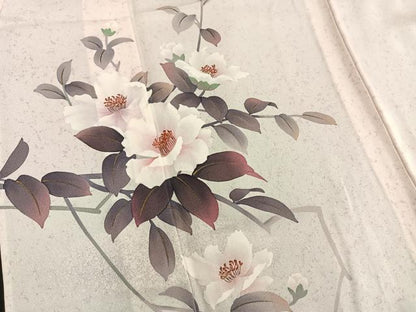 平和屋着物▽中嶋まさひろ 蝋彩染作家 訪問着 単衣 手描き 草花文 正絹 逸品 BAAS5214ui