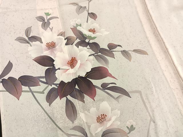平和屋着物▽中嶋まさひろ 蝋彩染作家 訪問着 単衣 手描き 草花文 正絹 逸品 BAAS5214ui