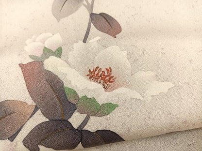 平和屋着物▽中嶋まさひろ 蝋彩染作家 訪問着 単衣 手描き 草花文 正絹 逸品 BAAS5214ui