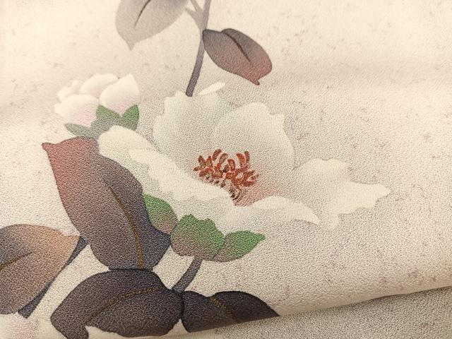 平和屋着物▽中嶋まさひろ 蝋彩染作家 訪問着 単衣 手描き 草花文 正絹 逸品 BAAS5214ui