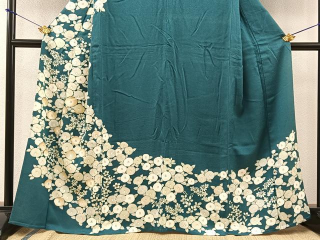 平和屋着物▽訪問着　単衣　椿　金彩　正絹　逸品　BAAS5267ui