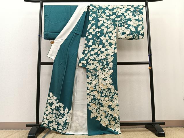 平和屋着物▽訪問着　単衣　椿　金彩　正絹　逸品　BAAS5267ui