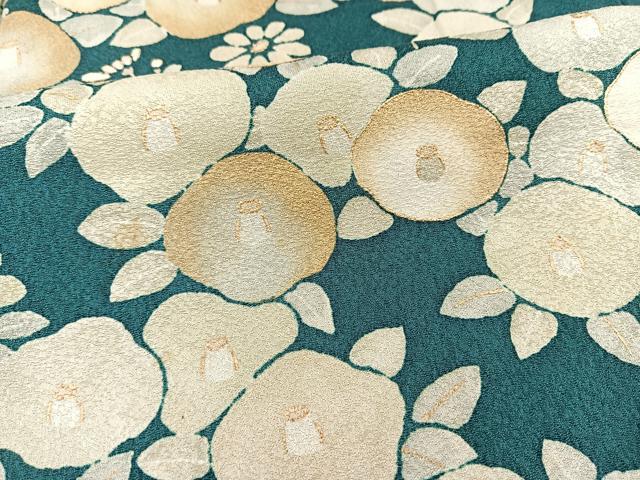 平和屋着物▽訪問着　単衣　椿　金彩　正絹　逸品　BAAS5267ui