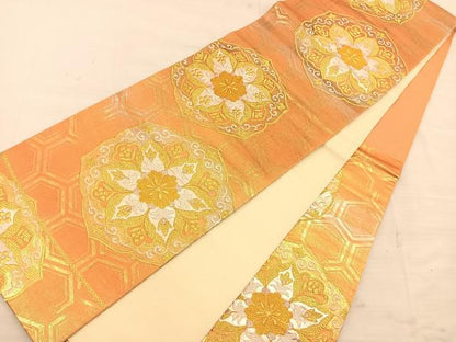 平和屋着物◎六通柄袋帯 鏡裏花文 金銀糸 正絹 逸品 BAAS5452bs