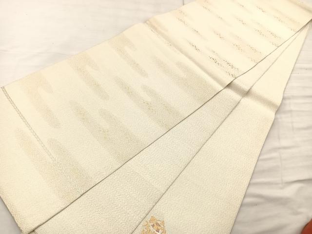 平和屋着物◎六通柄袋帯 花鳥文 金糸 正絹 逸品 BAAS5493bs