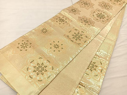 平和屋着物◎六通柄袋帯 正倉院花文 金糸 正絹 逸品 BAAS5516bs