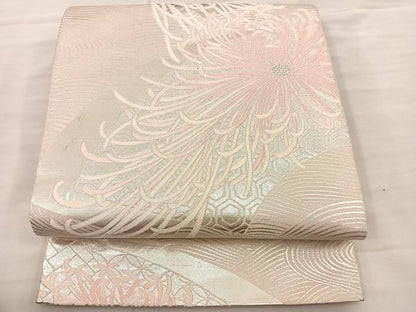 平和屋着物◎六通柄袋帯 唐織 乱菊 銀糸 正絹 逸品 BAAS5532bs