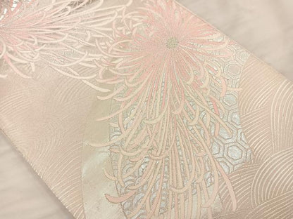平和屋着物◎六通柄袋帯 唐織 乱菊 銀糸 正絹 逸品 BAAS5532bs