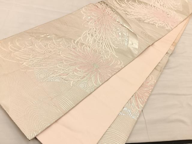 平和屋着物◎六通柄袋帯 唐織 乱菊 銀糸 正絹 逸品 BAAS5532bs