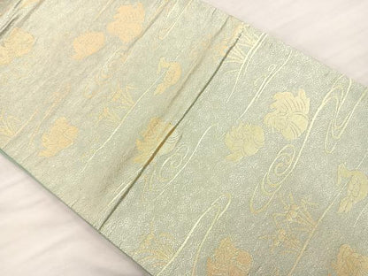 平和屋着物◎六通柄袋帯 綴れ 流水鴛鴦文 金糸 正絹 逸品 BAAS5534bs