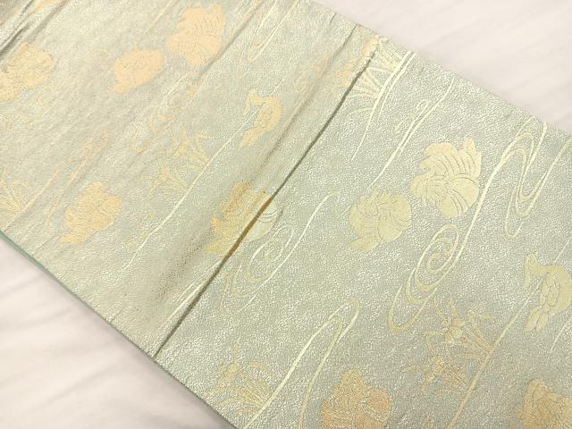 平和屋着物◎六通柄袋帯 綴れ 流水鴛鴦文 金糸 正絹 逸品 BAAS5534bs